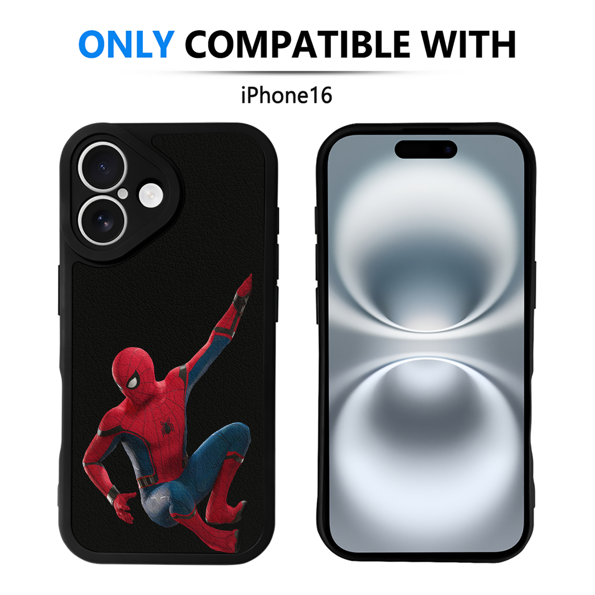 Spider Man スパイダーマン 【iPhone 16シリーズ対応】シリコンスマホケース（レザー調） 材質：シリコン
